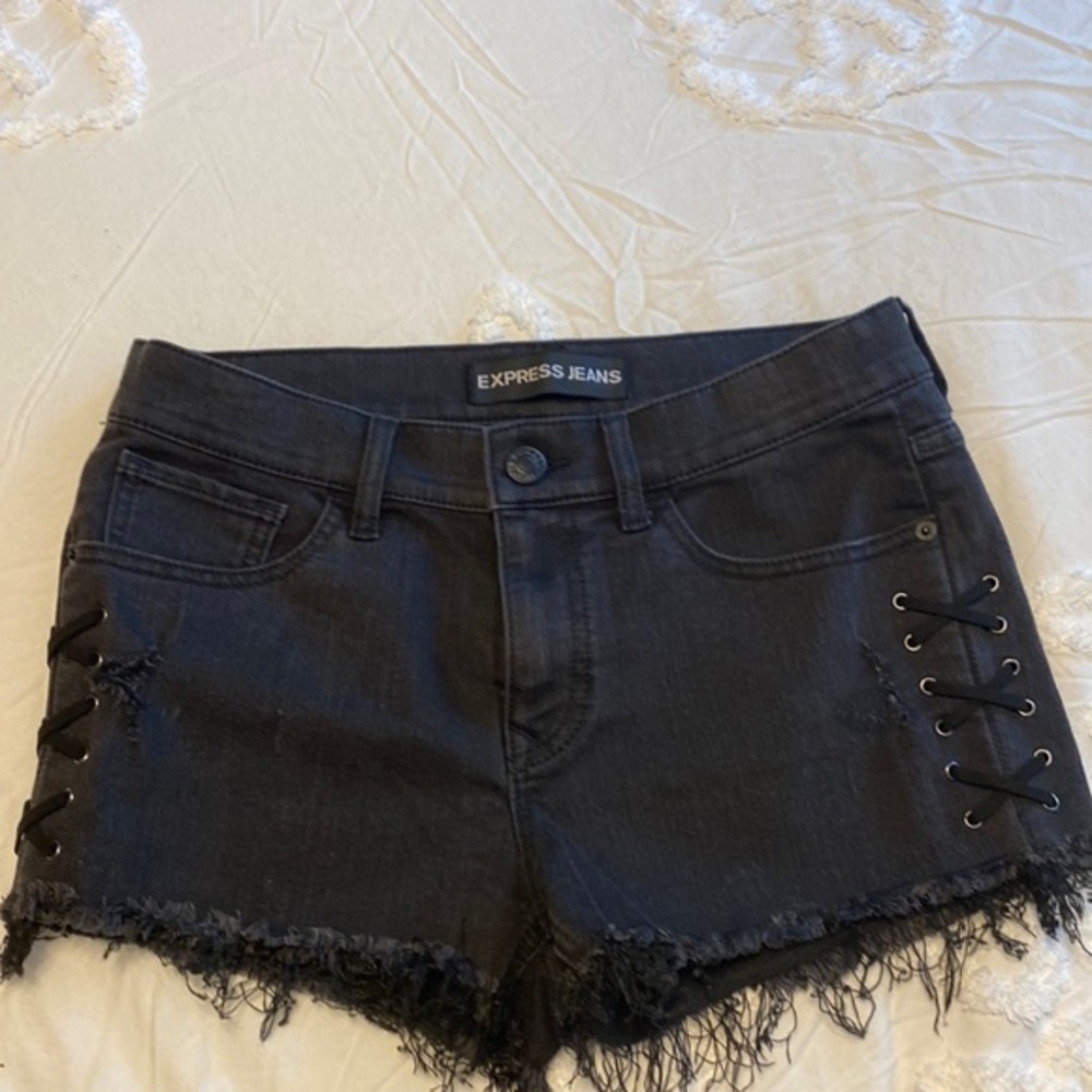 Express black Jean shorts with lace up sides size 6